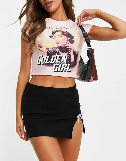 Bow Detail Mini Skirt Co-Ord