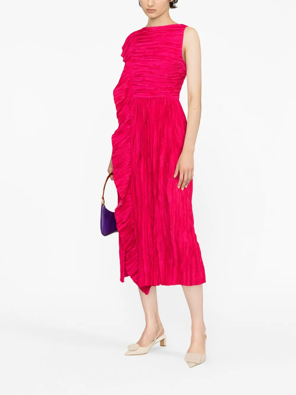 Circe Plissé Satin Dress