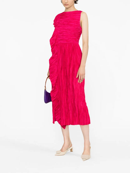 Circe Plissé Satin Dress