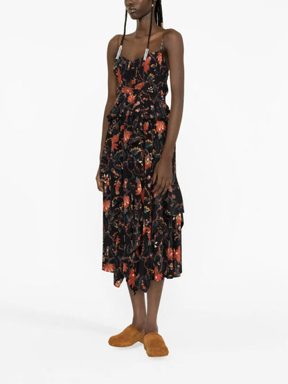 Renata Obsidian-Print Silk Dress