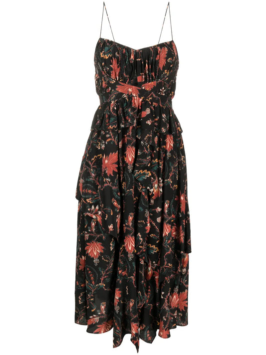 Renata Obsidian-Print Silk Dress