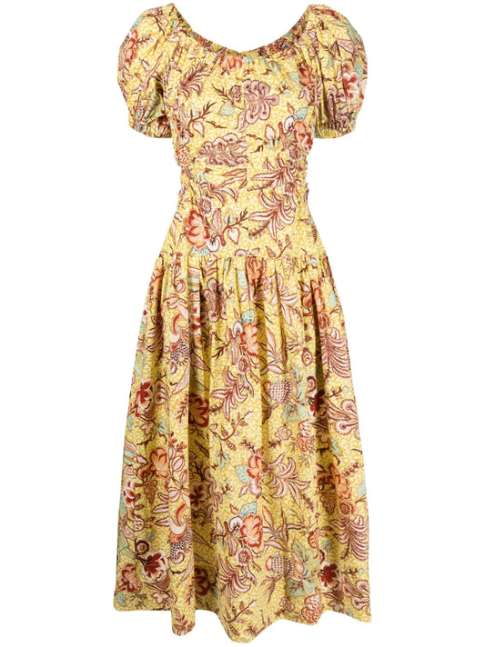 Golda Floral-Print Midi Dress