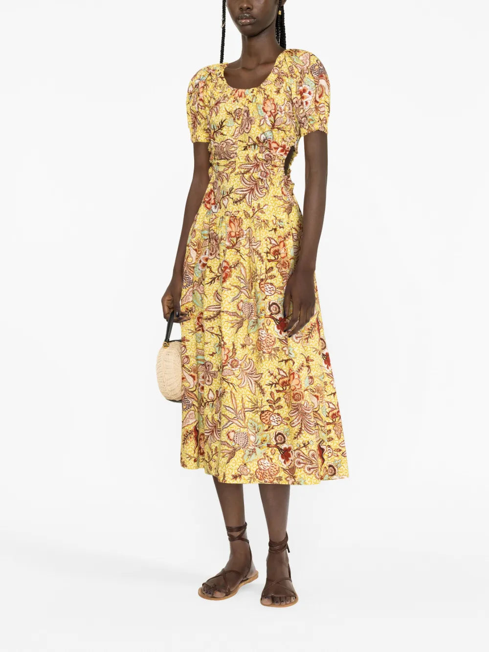 Golda Floral-Print Midi Dress