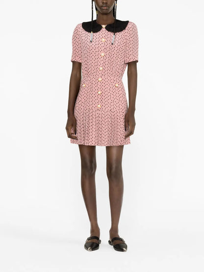 Polka Dot-Print Silk Minidress