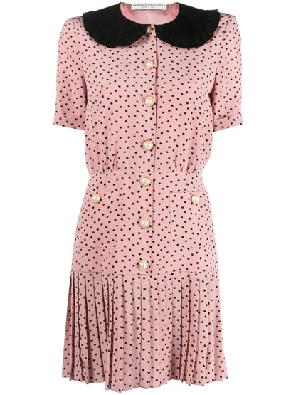 Polka Dot-Print Silk Minidress