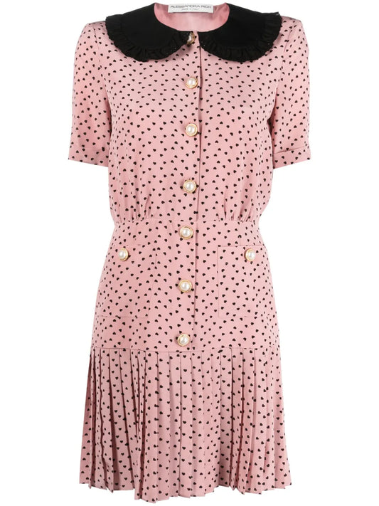 Polka Dot-Print Silk Minidress