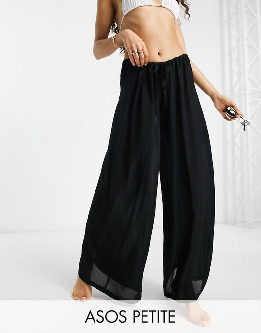 Petite Drawstring Palazzo Beach Trouser