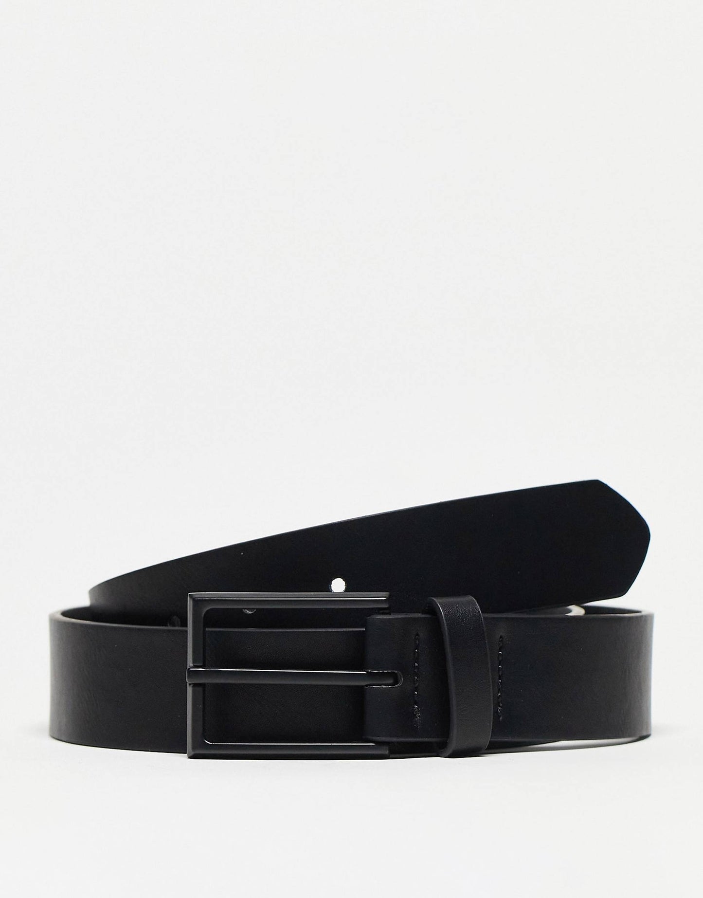 Smart Faux Leather Belt With Matte Black Buckle