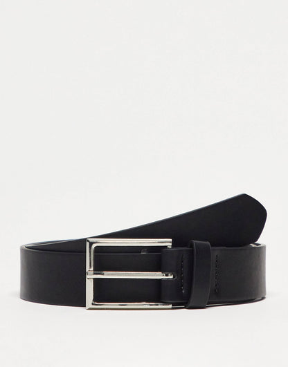 Smart Faux Leather Belt With Silver Buckle