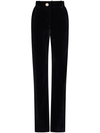 High-Waisted Velour Trousers