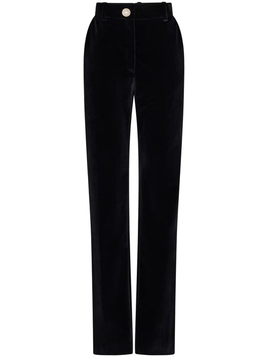 High-Waisted Velour Trousers