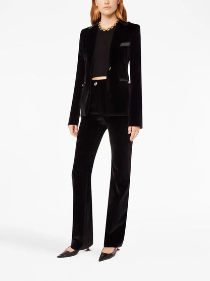 High-Waisted Velour Trousers