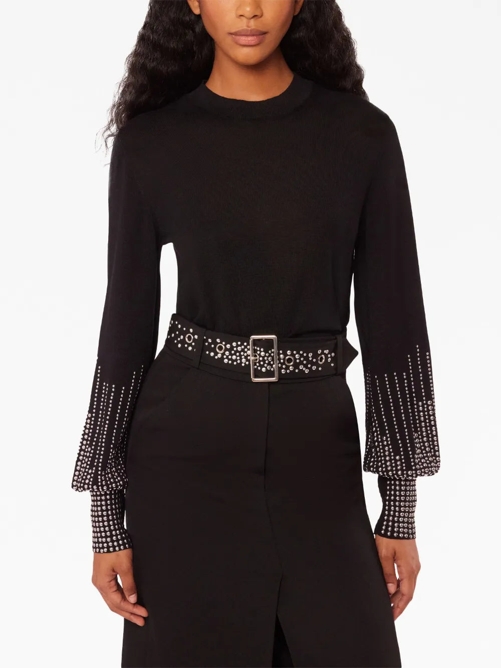 Stud-Cuffs Wool Jumper