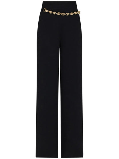 Chainmail-Detail Wool-Cashmere Trousers