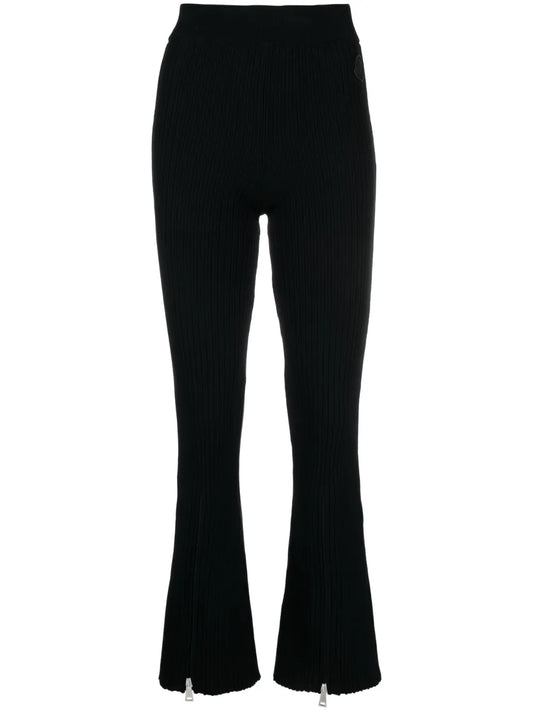 Ribbed-Knit Flared Trousers