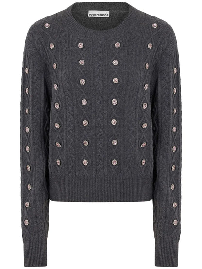 Crystal-Embellished Crew-Neck Jumper