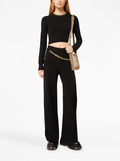 Chain-Link Ribbed Knitted Top