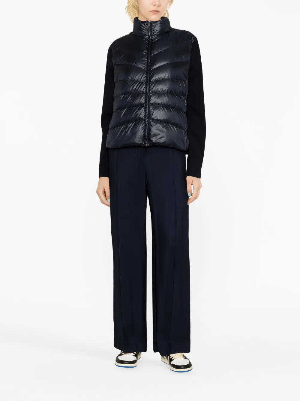 Contrasting-Sleeve Padded Jacket