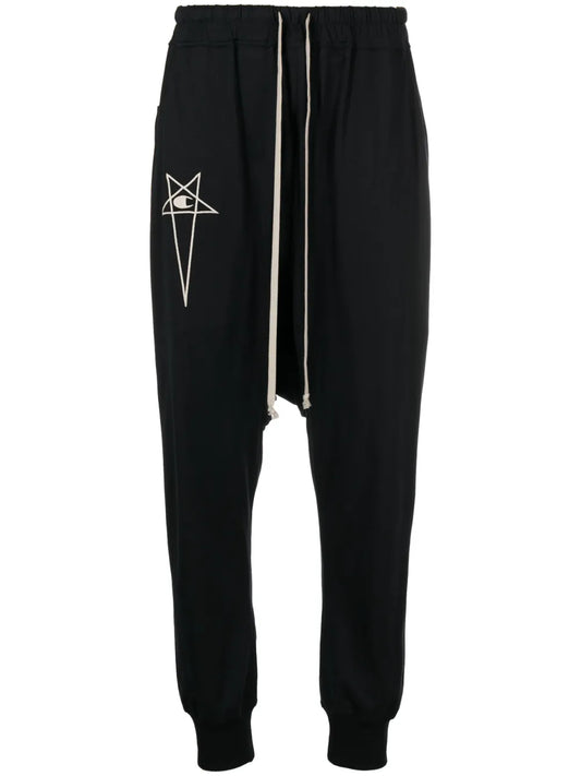 Logo-Embroidered Drop-Crotch Track Pants