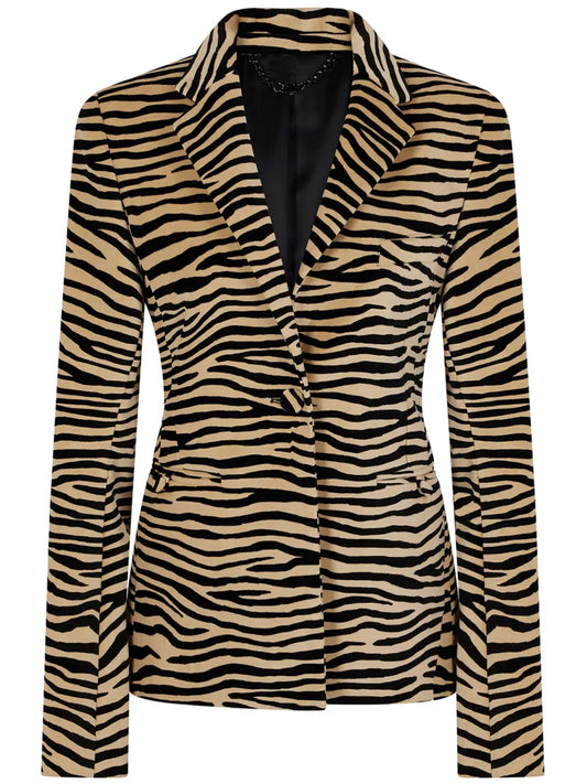 Tiger-Print Stretch-Cotton Blazer
