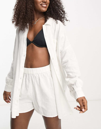 Cotton Textured Beach Shirt Co-Ord