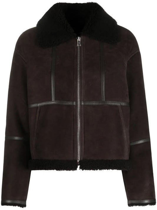 Shearling-Trim Suede Jacket