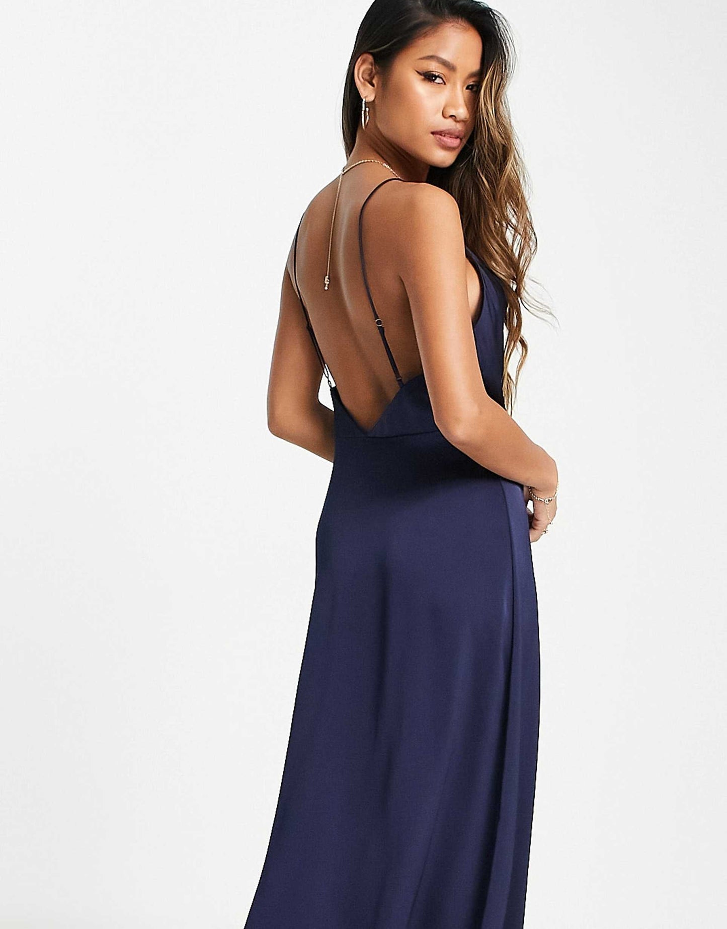 Satin Cowl Neck Maxi Dress