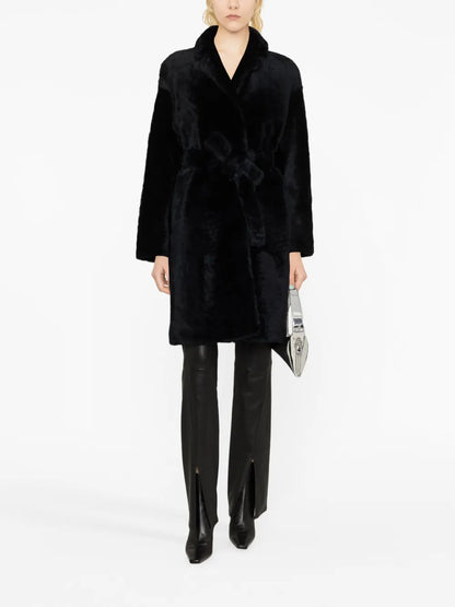 Notched-Lapels Belted-Waist Coat