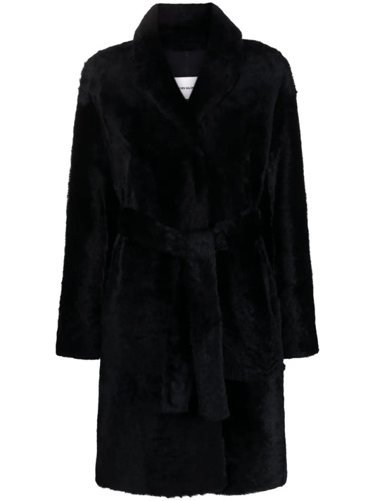 Notched-Lapels Belted-Waist Coat