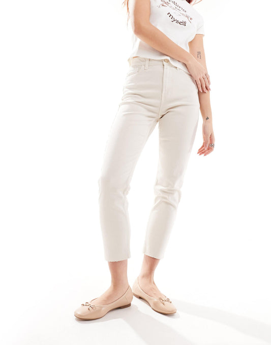 Blush Skinny Jeans With Frayed Hem