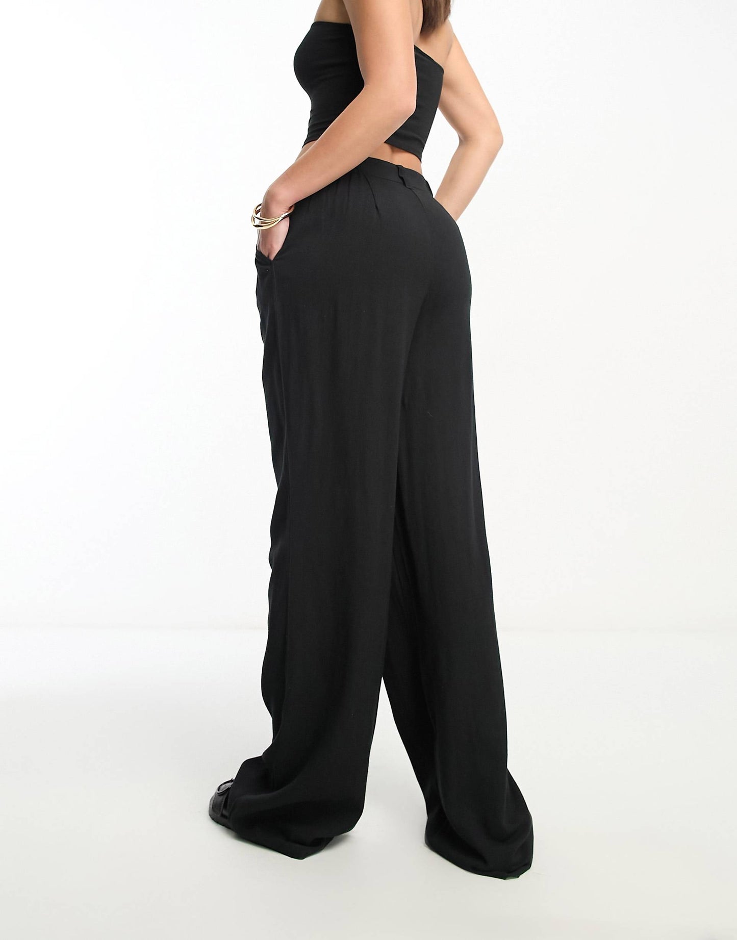 Tall Wide Leg Dad Trousers With Linen