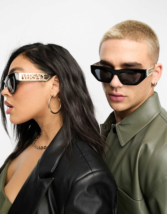 Rectangle Sunglasses With Gold Detail