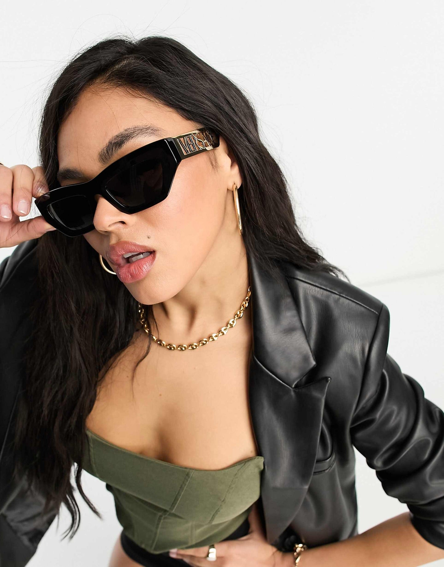 Rectangle Sunglasses With Gold Detail