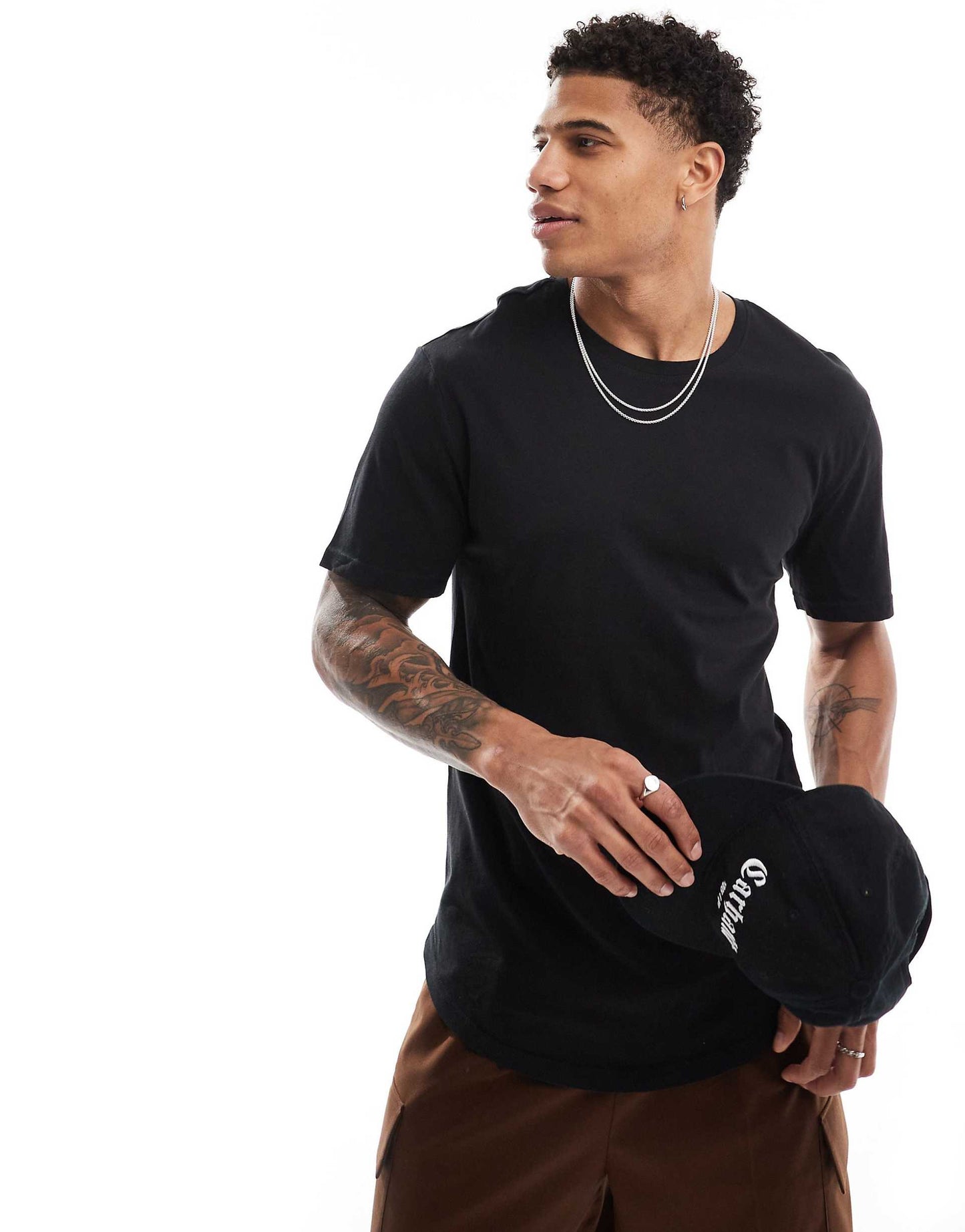 Longline T-Shirt With Curved Hem