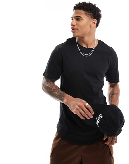 Longline T-Shirt With Curved Hem