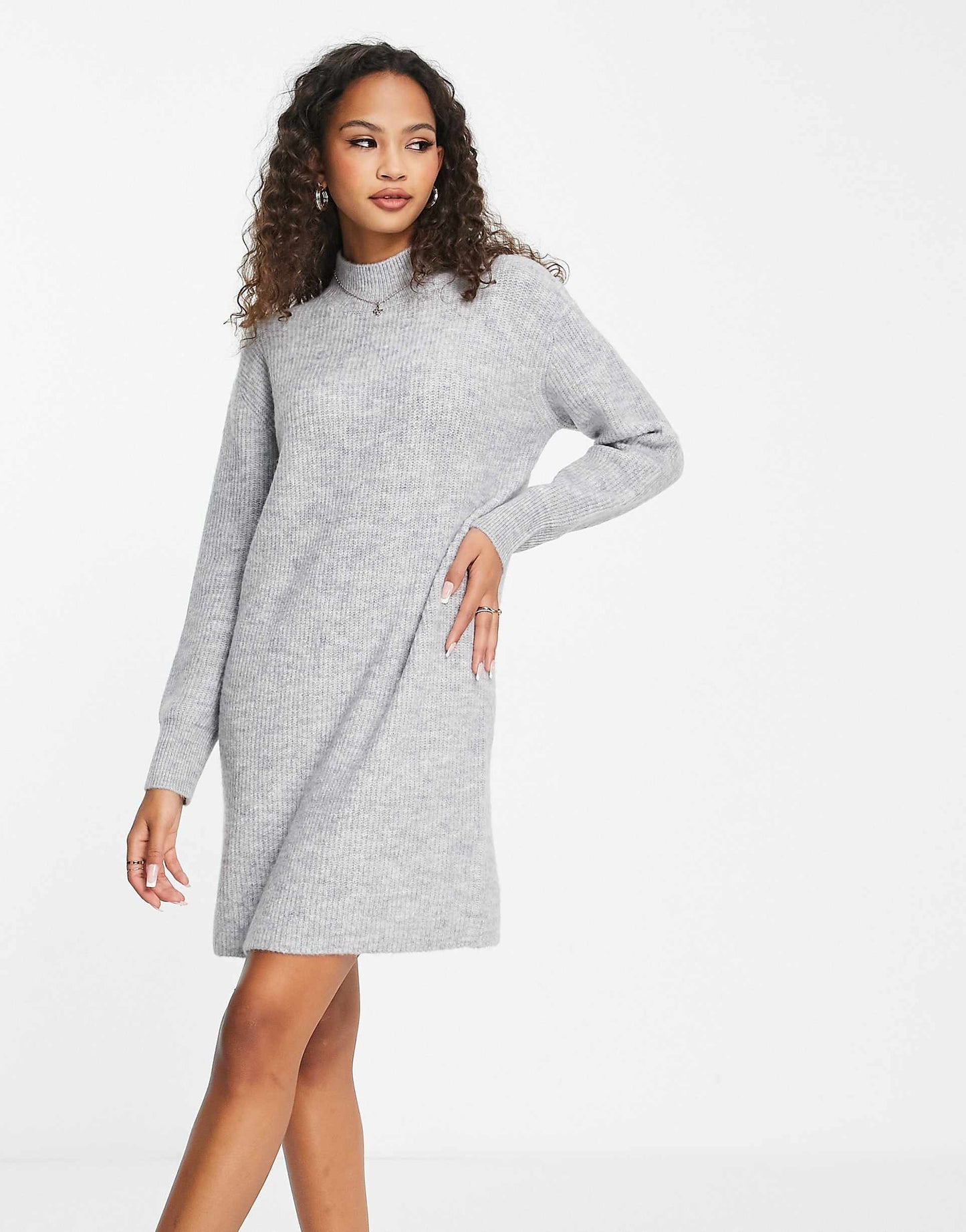 Turtle Neck Mini Knitted Dress