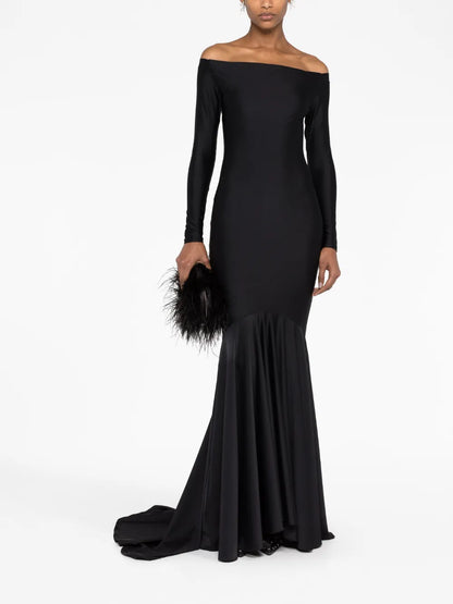 Off-Shoulder Flared Gown