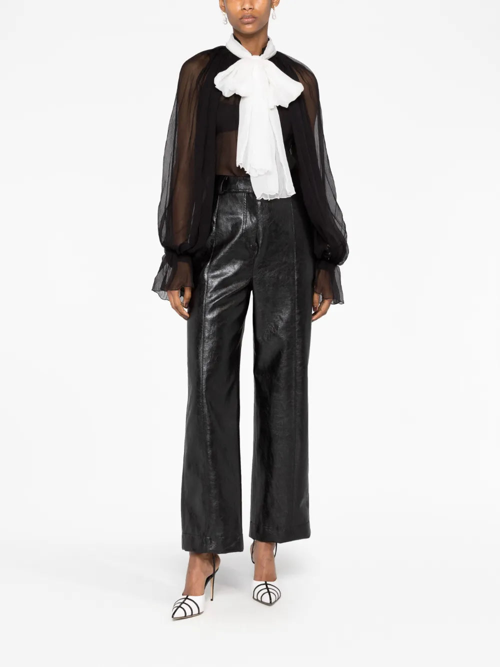 Sheer Silk Pussy-Bow Blouse