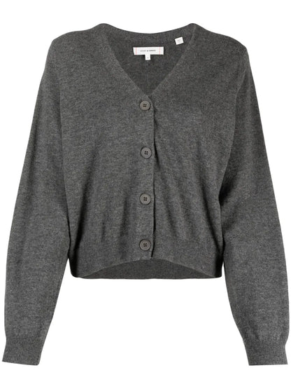 V-Neck Cropped Wool Cardigan