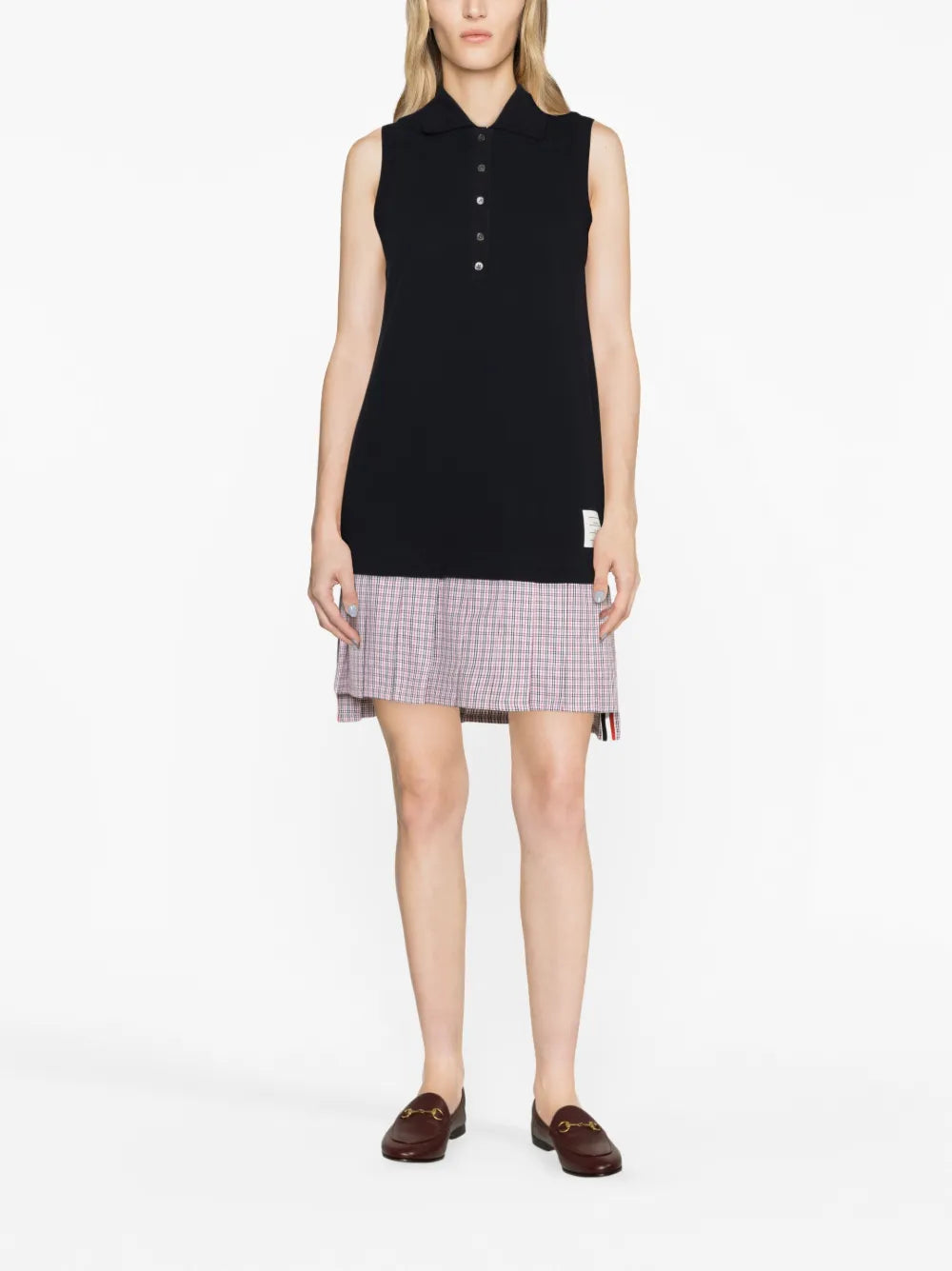 Pleated-Skirt Polo Minidress
