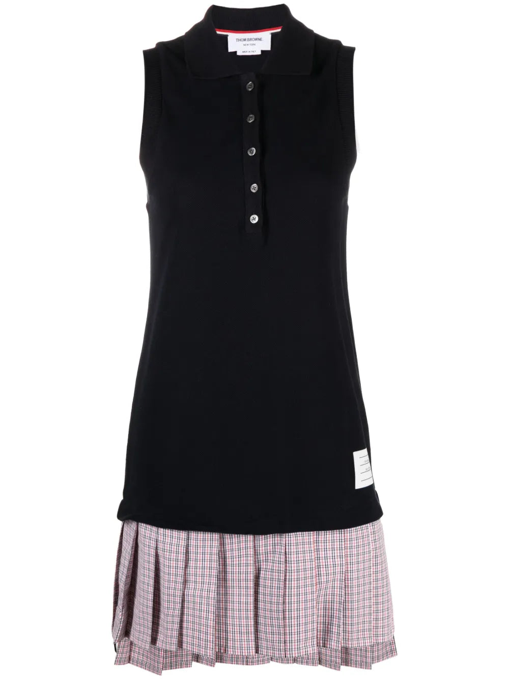 Pleated-Skirt Polo Minidress
