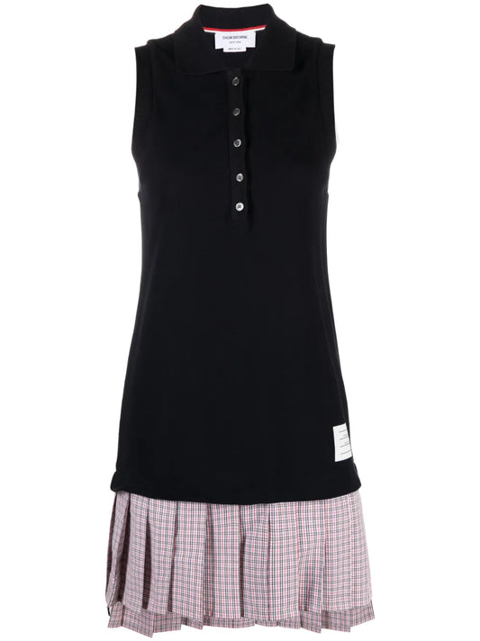 Pleated-Skirt Polo Minidress