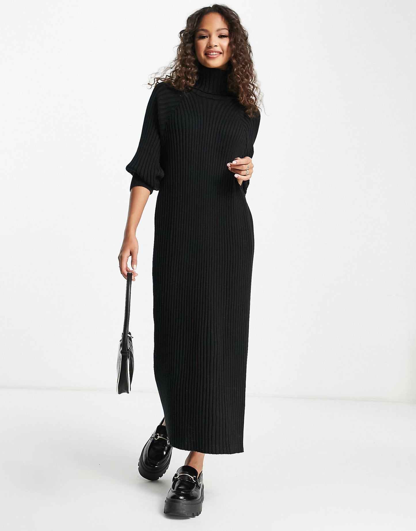 Knitted Roll Neck Midi Dress