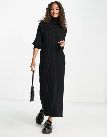 Knitted Roll Neck Midi Dress