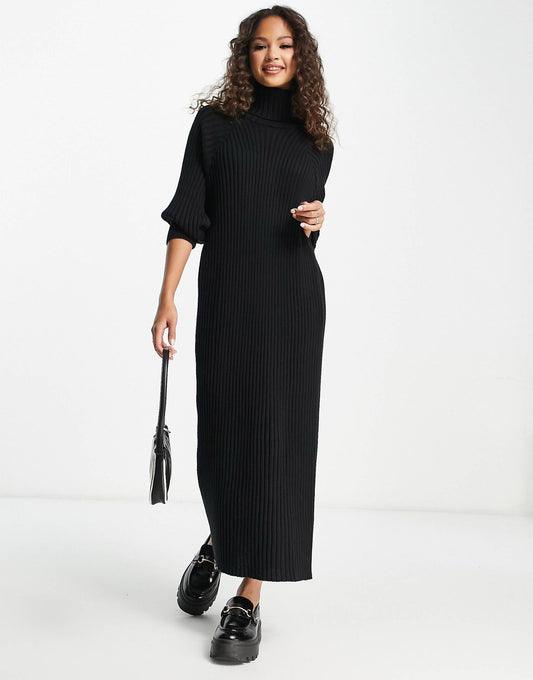 Knitted Roll Neck Midi Dress