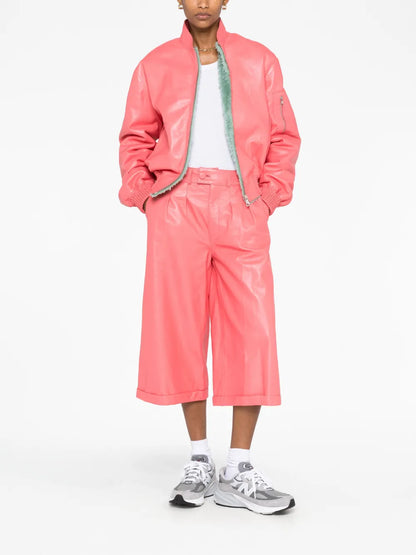 Shearling-Lined Leather Bomber Jacket