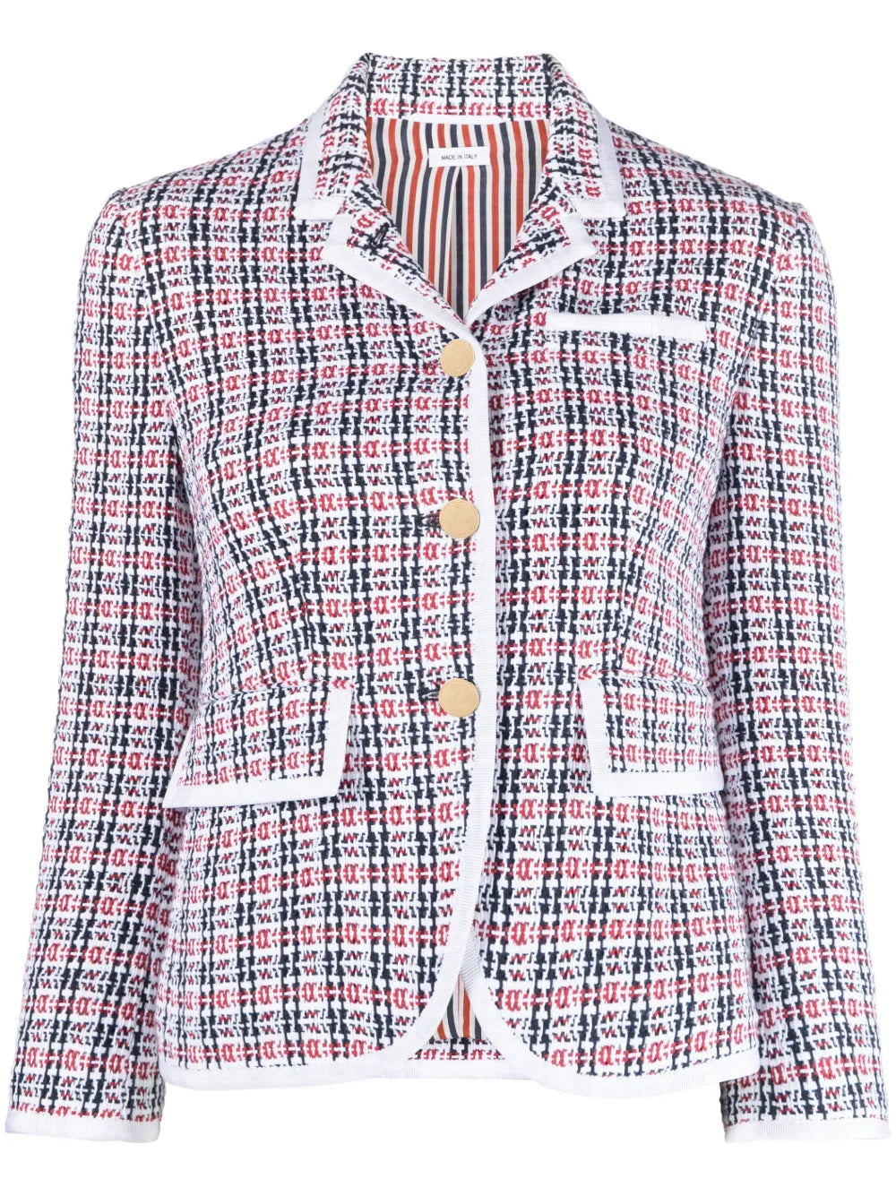 Check-Pattern Tweed Jacket