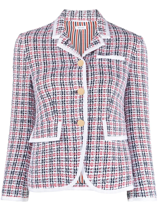 Check-Pattern Tweed Jacket