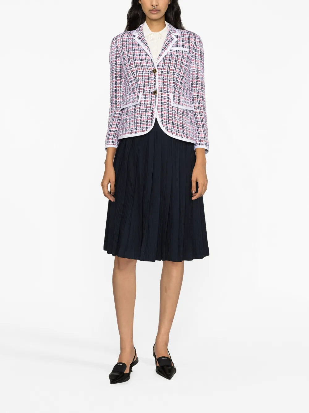 Check-Pattern Tweed Jacket
