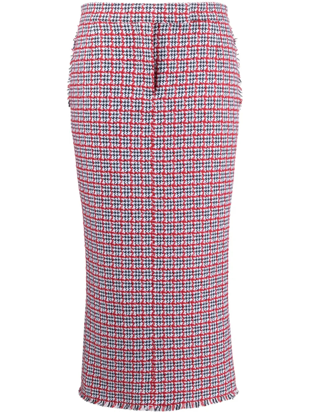 Check-Pattern Tweed Midi Skirt
